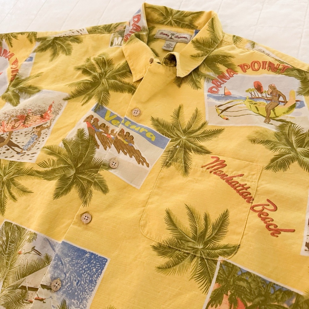 Tommy Bahama Men's‎ XL California Beaches Short Sleeve Hawaiian Silk Shirt - Picture 3 of 8